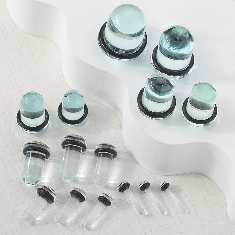 2pcs Glass Ear Gauges Stretching Kit Short Taper Expander 1.6-16mm Stretching Ear Tunnels And Plugs Body Piercing Jewelry