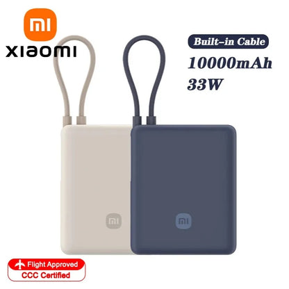 Xiaomi 10000mAh 33W Two-Way Fast Charging Portable External Battery Power Bank with Built-in USB-C Cable Compatible with iPhone