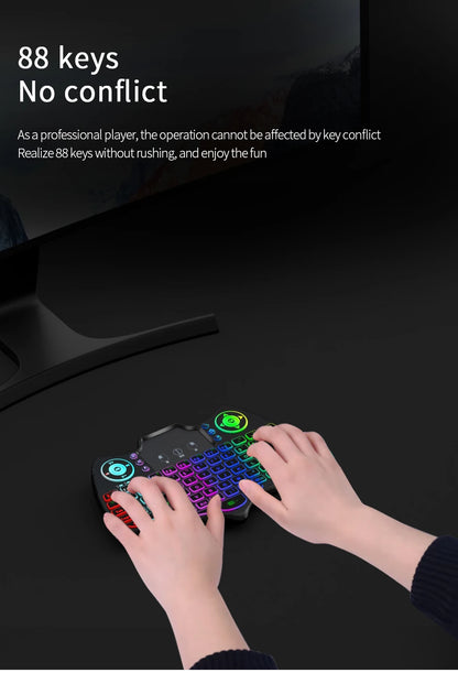 MRSVI V18 Mini Wireless Keyboard 2.4G BT Touch 7 Color Backlit French Spanish Russian Air Mouse Keyboard Gift for Android TV Box