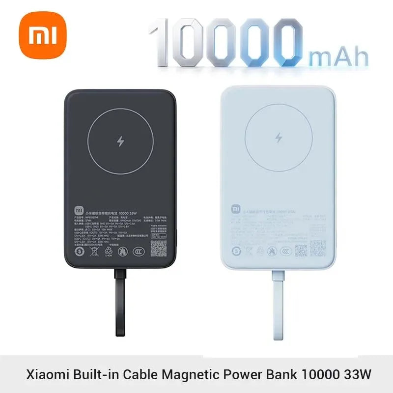 Xiaomi 10000mAh Magnetic Portable External Battery Power Bank 33W Fast Charging Built-in USB-C Cable for iPhone Smartphones