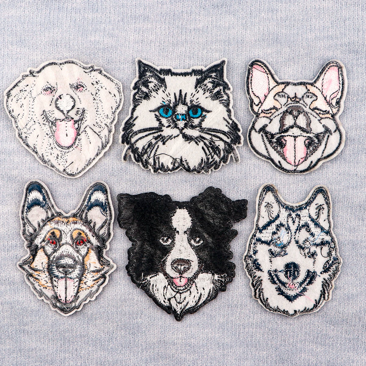 Cute Pet Dogs Patches On Clothes Animals Embroidered Patches Cartoon Cat Badges Iron On Patch DIY Clothing Accessories