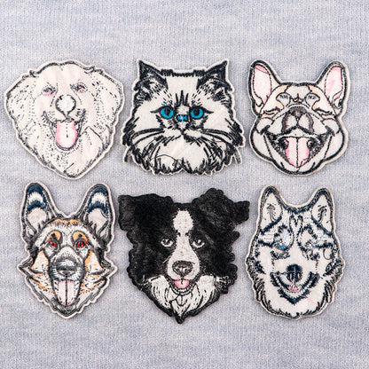 Cute Pet Dogs Patches On Clothes Animals Embroidered Patches Cartoon Cat Badges Iron On Patch DIY Clothing Accessories