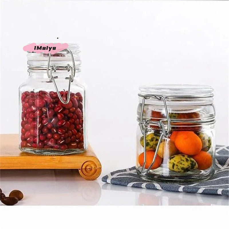 Transparent Glass Jar for Kitchen 50/100ml Sealed Storage Bottle Big Mouth Pickle Fruit Jam Container Household Food Canning