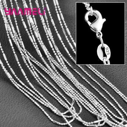 5PCS 16-30 Inches 925 Sterling Silver 1.5MM Bamboo Chain Necklaces for Women Men Wholesale Lobster Clasp Chains Jewelry Gifts