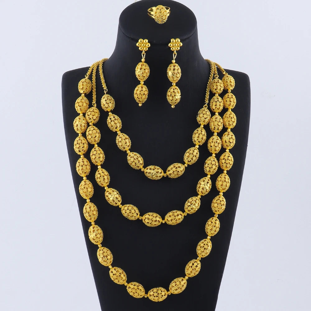 Necklace Earrings Rings Set for Women Luxury Jewelry Nigeria Bridal  Wedding Party Jewellery Set Accessories Wholesale