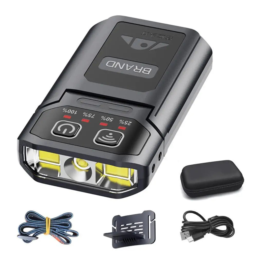 LED Headlamp Clip On Cap Hat Light Head Torch Fishing Camping Lamp USB Rechargeable Head Lamp Portable Lighting Headlight