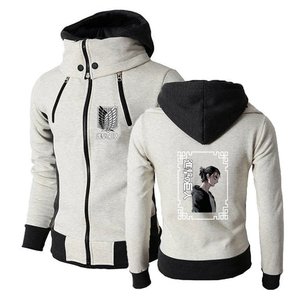 2025 Japanese Anime Jacket Spring And Autumn Man's Stand-Up Collar Hoodies Attack on Titan Logo Print Sports Comfortable Coat