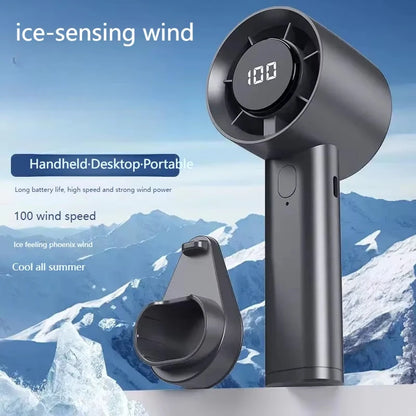 Lenovo Portable Mini Handheld Fan With LED Display Semiconductor Refrigeration 100 Speeds USB Rechargeable Battery Outdoor Fan