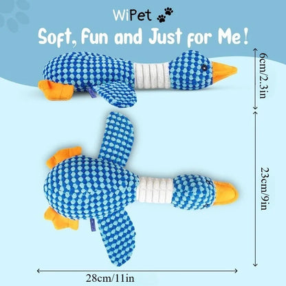New Double Color Blue Goose Plush Pet Toy Tough Bite Resistant Squeaky Chew Molar Toy Interactive Play Supplies For Dogs Cats