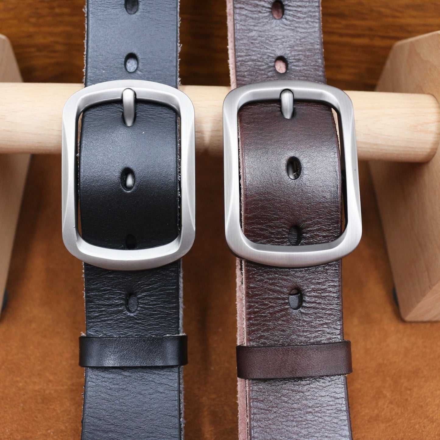 Thick Cowhide Copper Pin Buckle Real Genuine Leather Belt For Jeans Fashion Casual Belt Men Waistband Retro Luxury Male Strap