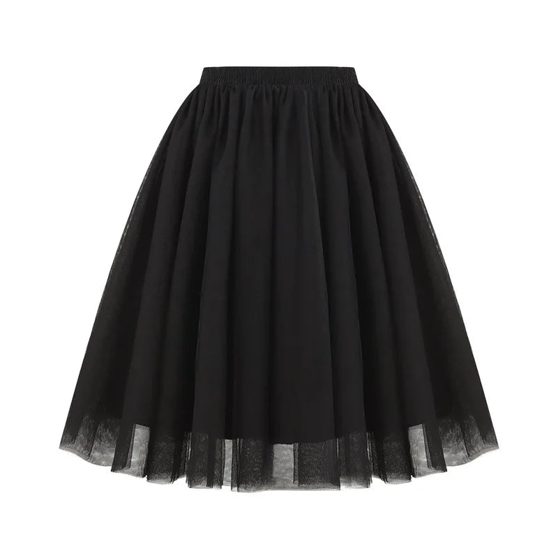 Tutu Skirt Women's 50s Skirt Retro Ballet Dance Skirt 3-Layer Tulle Ballet Rockabilly Petticoat Underskirt Dance Dress Cosplay