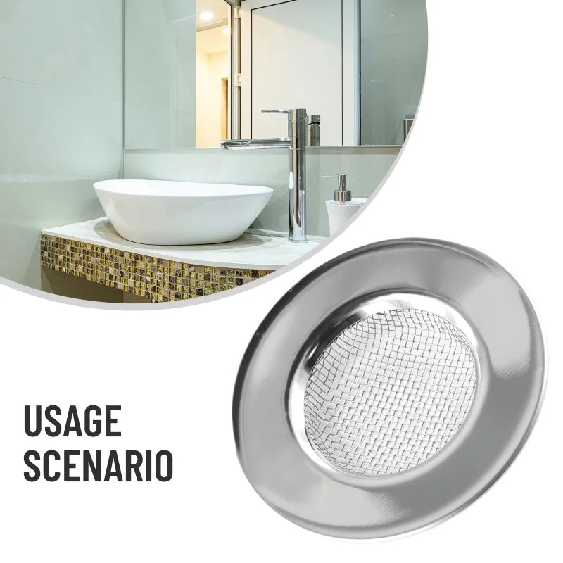 64mm Bathtub Hair Catcher Stopper Stainless Steel Shower Drain Hole Filter Trap Kitchen Metal Sink Strainer Floor Drain