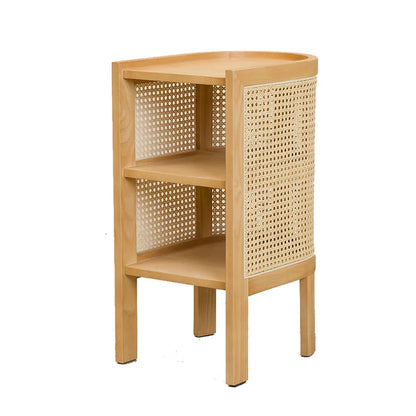 JOYLIVE Modern Minimalist Style Creative Home Homestay Hotel Bedroom Solid Wood Rattan Bedside Table Edge Cabinet Drop-shipping