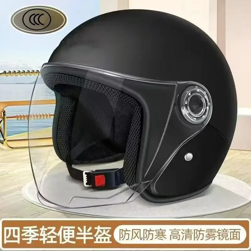 Motorcycle Helmet Men Woman Electric Riding Lens Helmet Four Seasons Comfortable Ventilation Adjustable Safety Helmet