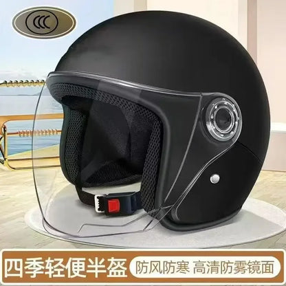 Motorcycle Helmet Men Woman Electric Riding Lens Helmet Four Seasons Comfortable Ventilation Adjustable Safety Helmet