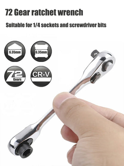 Socket ratchet wrench + screwdriver bit ratchet wrench 2-in-1, small size, suitable for narrow working environment hand tools