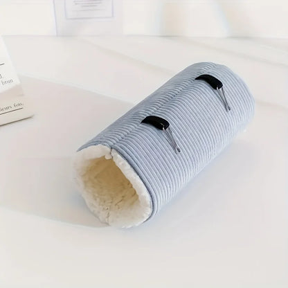 Pet Plush Tunnel Bed Soft Corduroy Cat Dog Cave Bed Foldable Pet Hideout Bed with Safety Pins for Small Pets