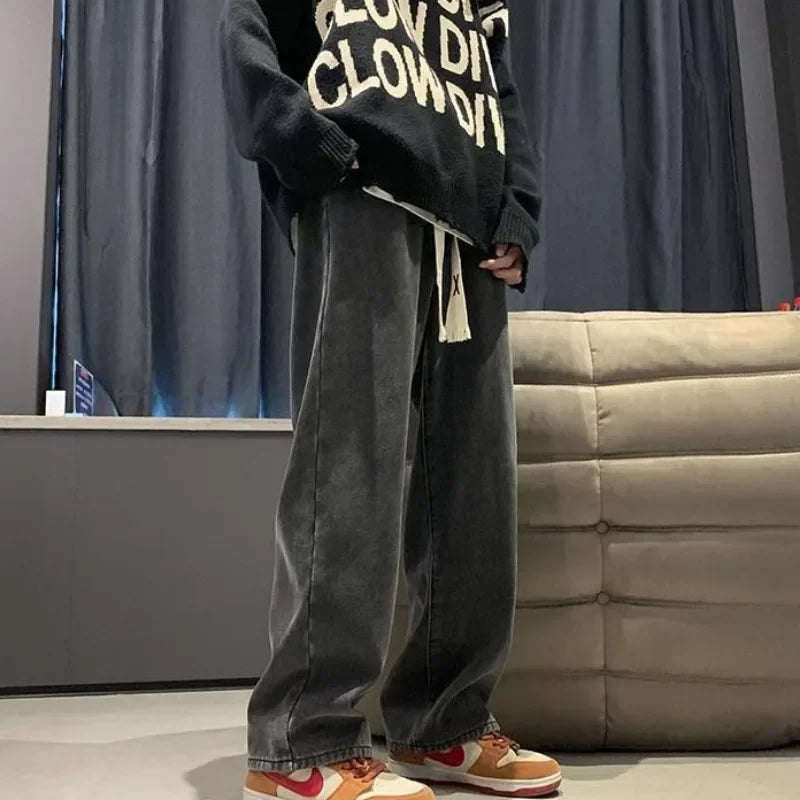 Loose Velvet Thick Jeans Women Warm Straight Causal Autumn Winter Students Preppy High Waist All-match Chic Ulzzang Streetwear