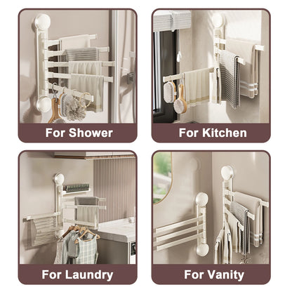 Towel Rack Rotatable Towel Holder Aluminum 2/3/4/5-Bar Towel Hanger Kitchen Bathroom Hanging Wall Mounted Suction Cup
