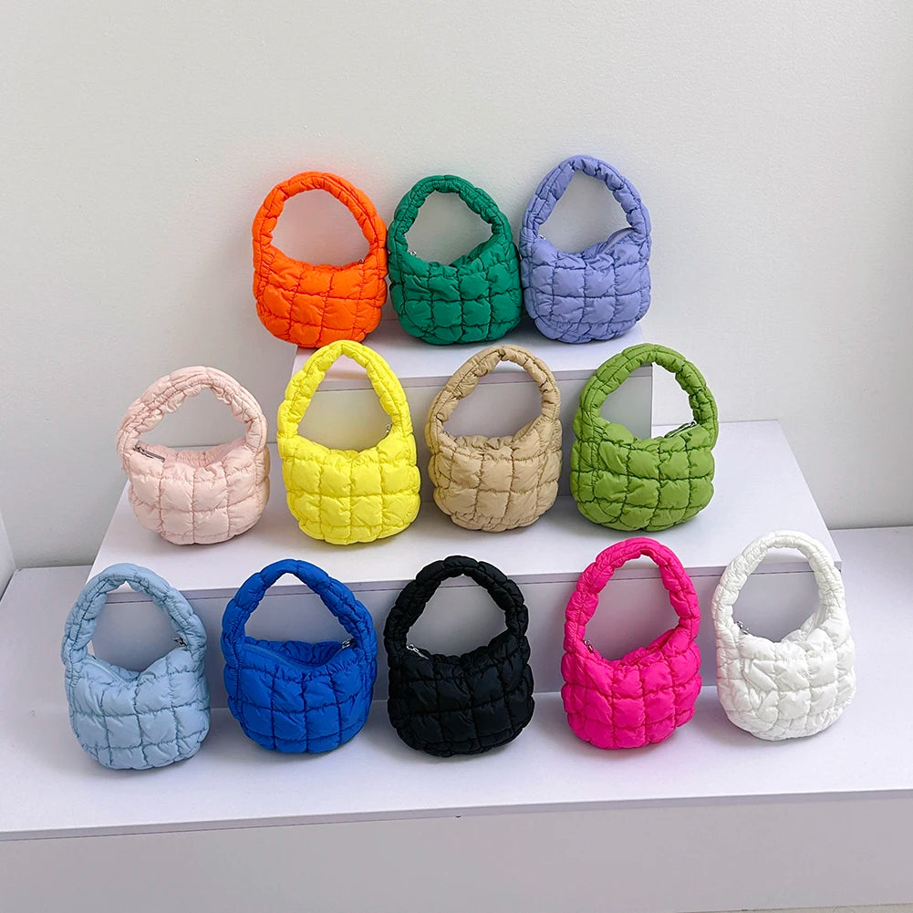 Mini Cloud Pleated Bags for Women Casual Quilted Handbag Nylon Padded Handle Bags Luxury Soft Puffy Bag Designer Underarm Bag