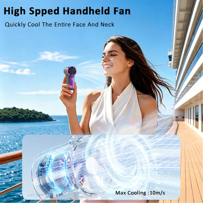 Portable Handheld Fan Mini Perosonal Hand Fan USB Rechargeable Outdoor Travel Hand Fan Digital Display Pocket Fan 100Gear