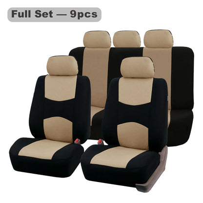 Four Seasons Fashion Universal 9 pcs Car Seat Cover Polyester Fabric Car Seat Cover
