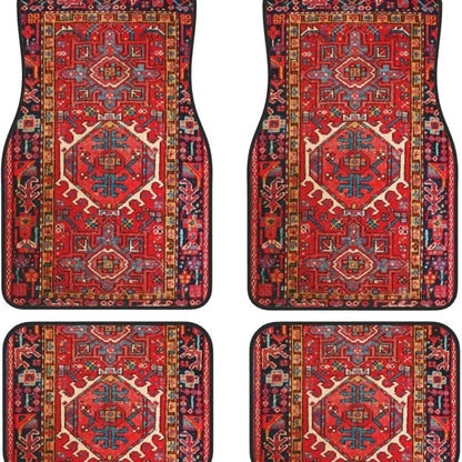 4Pcs Durable Bohemian Car Floor Mats Anti-slip Dirty Resistant Persian Carpet Car Decoration Heavy Duty Car Floor Protector Rugs