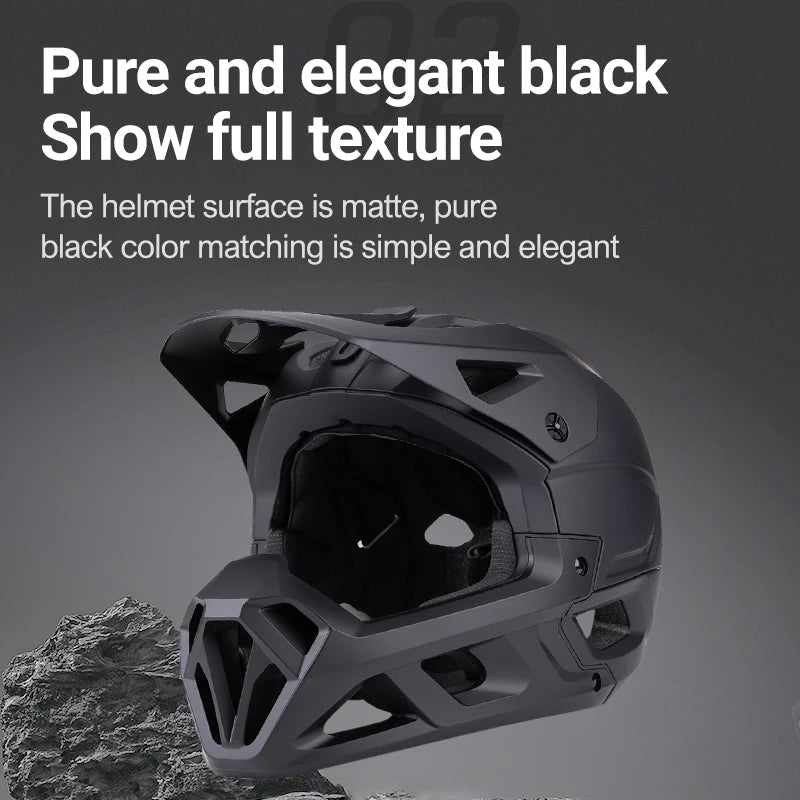 Horntour 2025 Adult Mountain Bike Helmet Full Face Integrally Molded Motorcycle Riding Safety Bicycle Helmet Head Protection