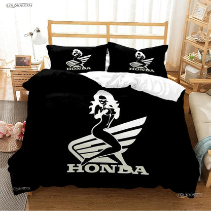HRC-HONDA Motorcycle logo Duvet Cover Comforter Bedding sets Soft Quilt Cover and Pillowcases for Teens Single/Double/Queen/King
