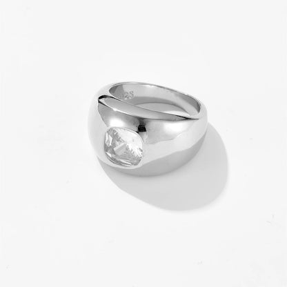 DPLAOPA 925 Sterling Silver Gold Thick Band Big CZ Zircon Size Ring Women Luxury Fine Jewelry 2023 Fine Jewelry Crystal