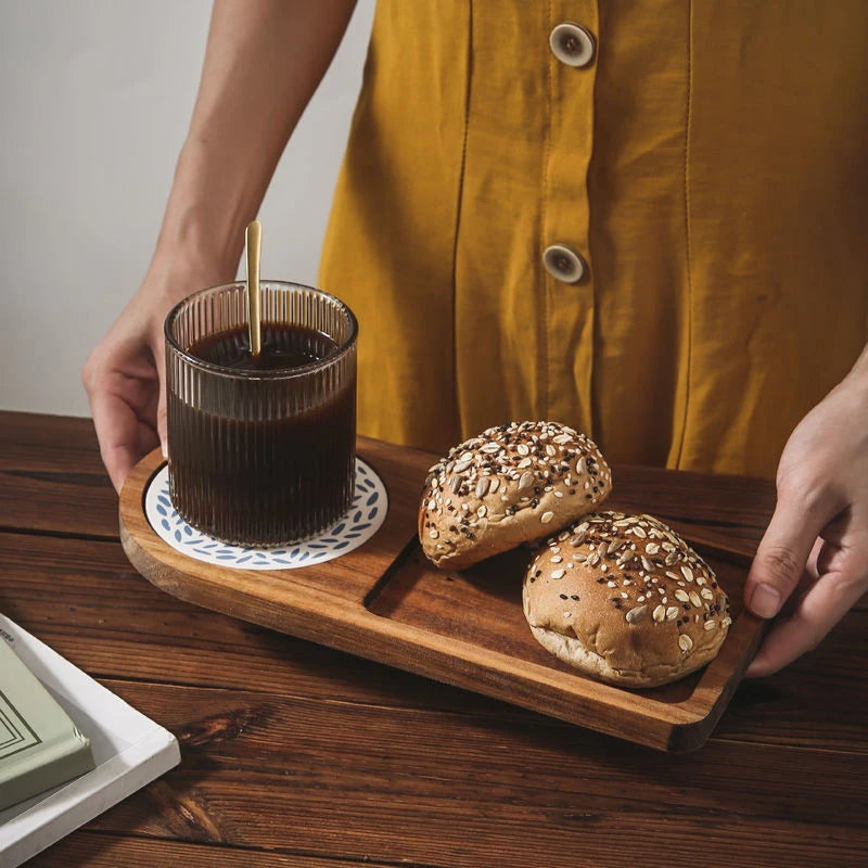 Coffee Tray Wood Plate Breakfast Tray For Serving Food Hospitality Coffeeware Teaware Decoration Table Decoration Accessories