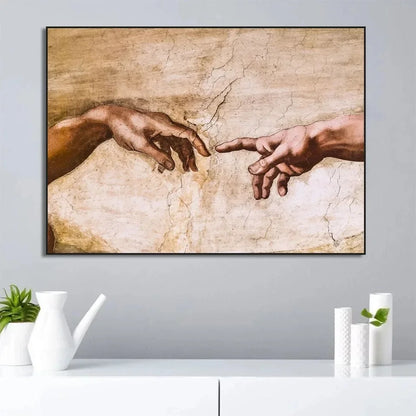 Canvas Painting Posters Prints Wall Art Pictures The Creation of Adam By Michelangelo Fallen Angel Living Room Decor