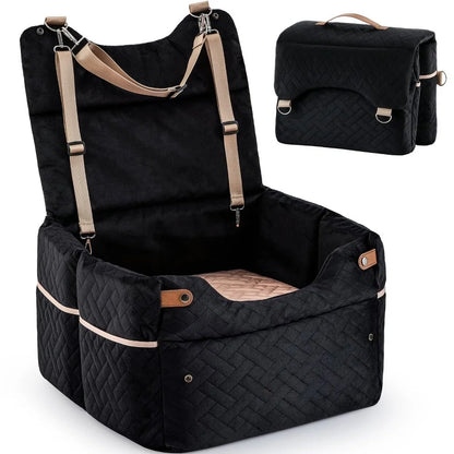 Pet Bed Mat Medium Dog Elevated Car Seat Adjustable Height  Double-sided Cooling Plush Waterproof Cover 2 Safety Belts Buckles