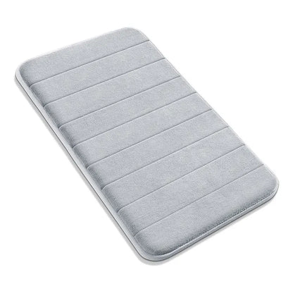 Memory Foam Striped Solid Color Floor Mat Bathroom Non-Slip Absorbent Mat Bathroom Toilet Foot Mat