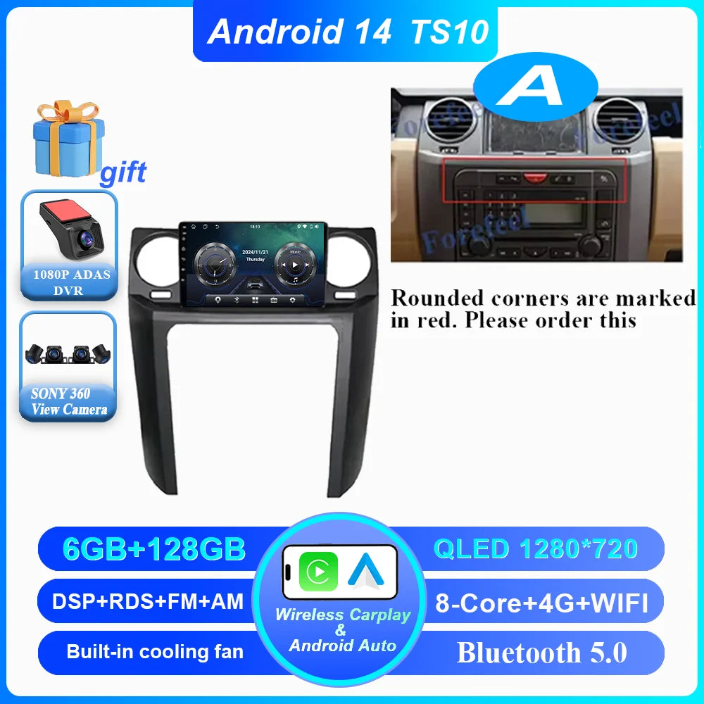 Car Android 16 GPS Navigation For Land Rover Discovery 3 2004 -2009 Auto Radio Stereo Multimidia Video Player Carplay NO 2DIN 4G
