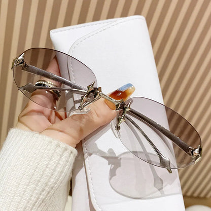 2026 New European and American Sunglasses, INS Style, Frameless Oval, High-End Fashion, Vintage Trendy Hit, Y2K Korean Version