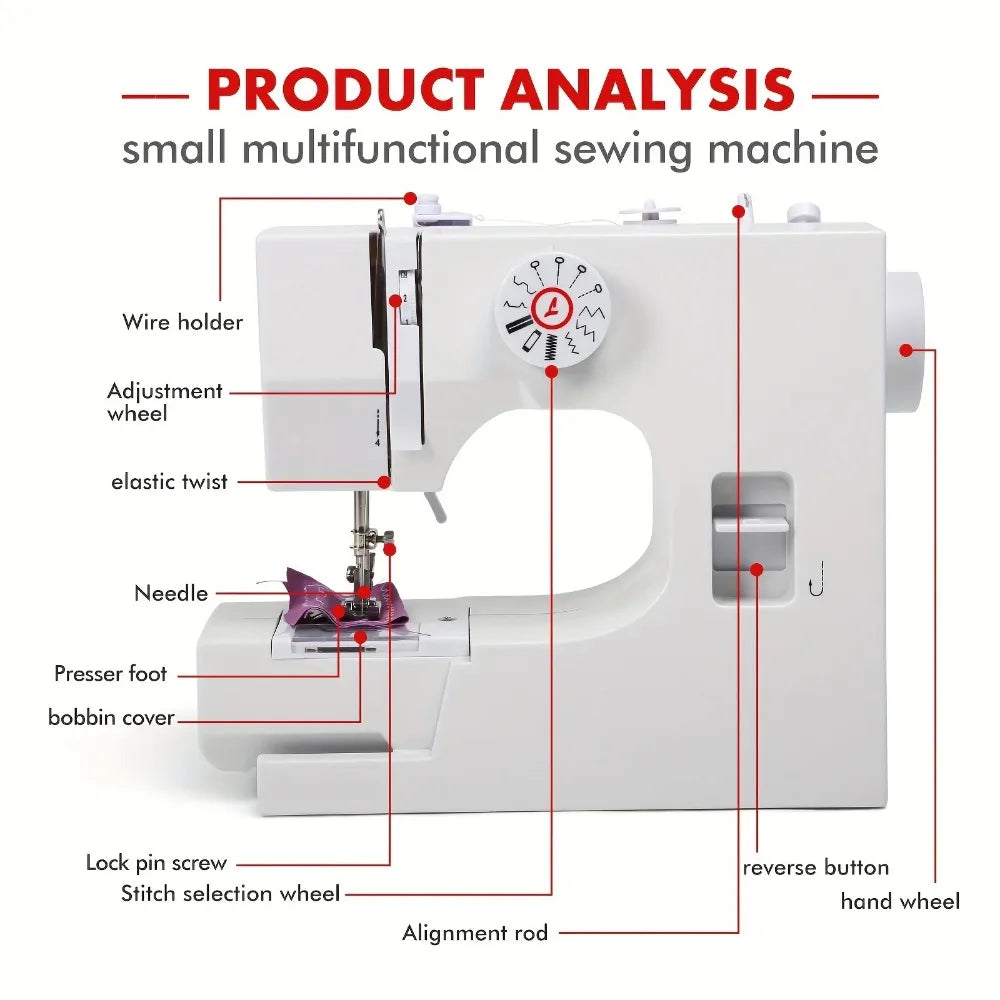 825 Semi-Auto Electric Sewing Machine for Home | Beginner Friendly | All Fabrics,12 Stitches Domestic Sewing Machine