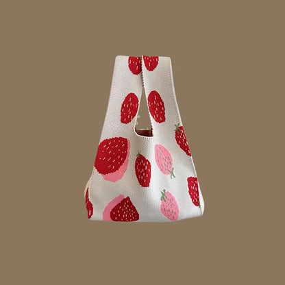 Fashion Handmade Knit Handbags Women Mini Knot Wrist Bag Korean Casual Tote Bag Reusable Shopping Bags