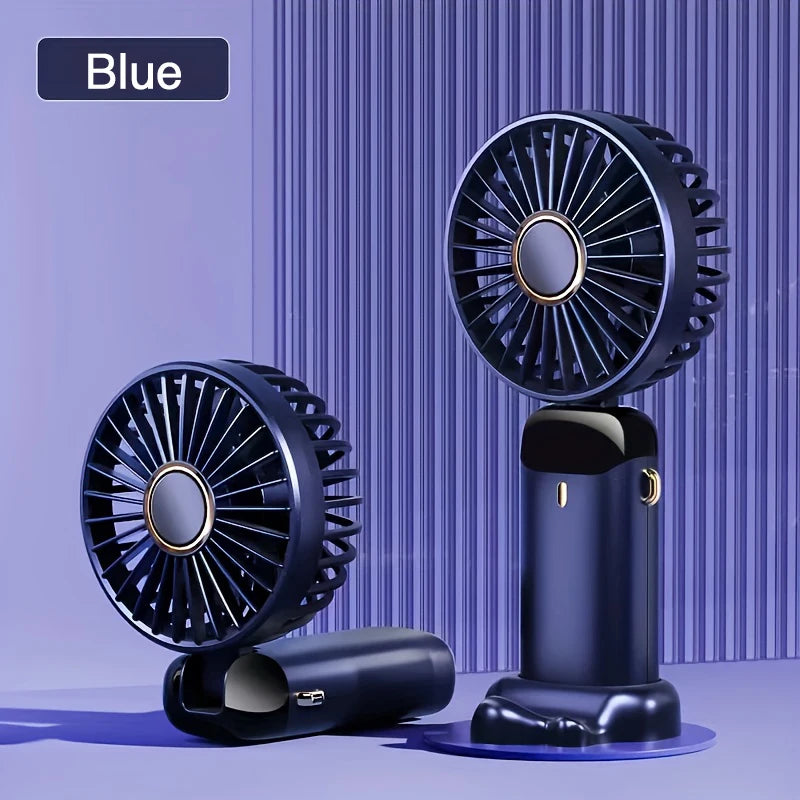Portable Mini Fan With 5 Speeds LED USB Rechargeable Charging Small Foldable Battery Fans Handheld Desk Bedroom Indoor Outdoor