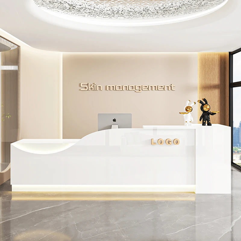 Customized Equipment Reception Desk Beauty Simple Creative Aesthetic Reception Desks Trendy Luxury Mostrador Office Furniture