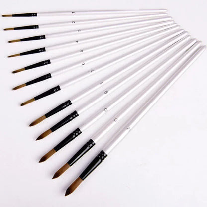 12pcs Nylon Hair Wooden Handle Watercolor Paint Brush Pen Set for Learning Diy Oil Acrylic Painting Art Paint Brushes Supplies