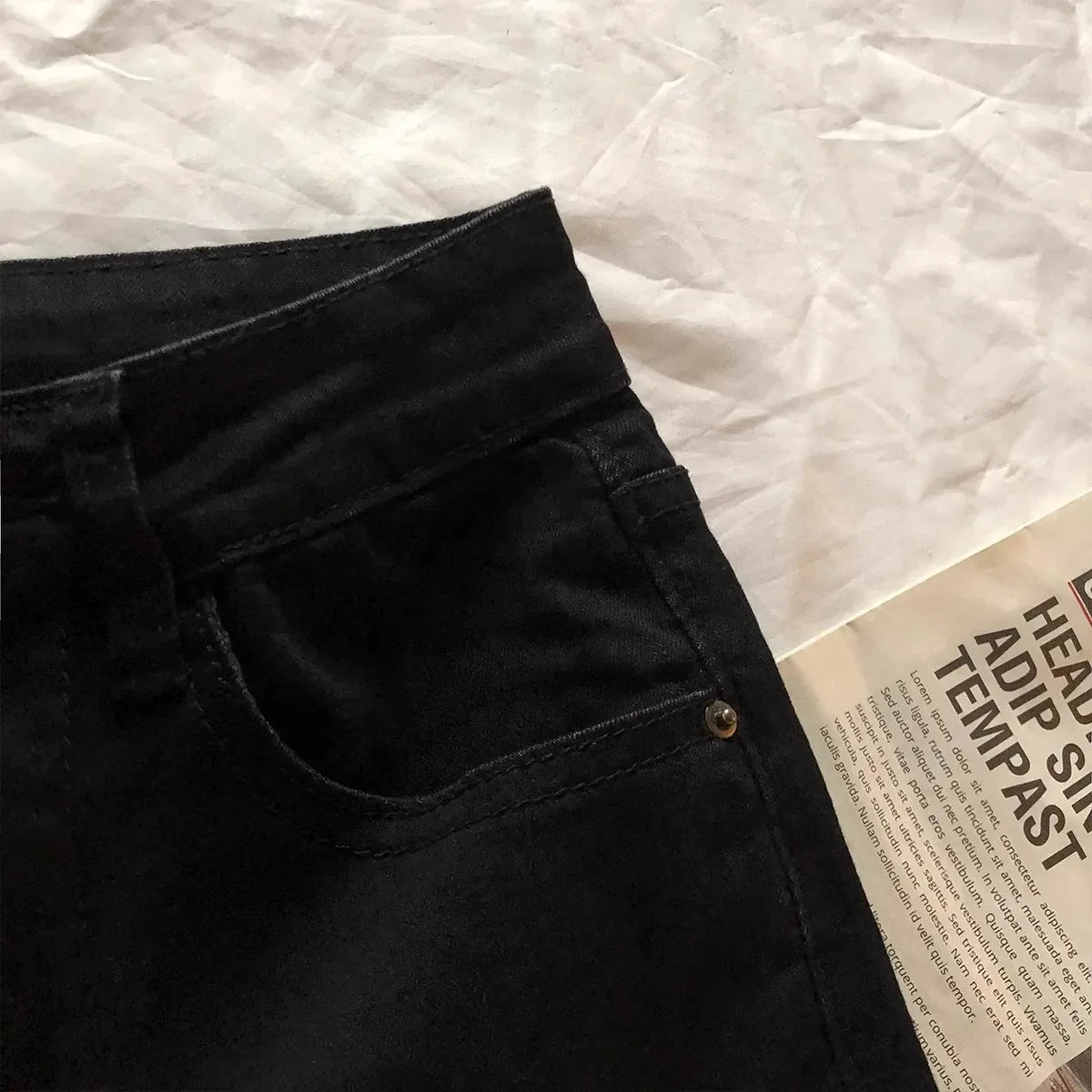 Slimming High Waist Bell Bottom Jeans Women's Elastic Versatile Black Small Size Long Jeans Spring Summer Fashion Trend