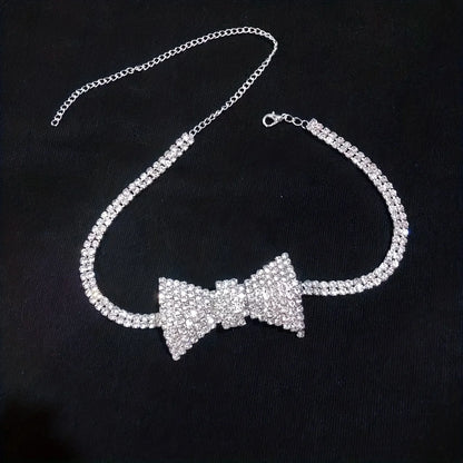 Luxury classic sparkling crystal bow necklace necklace necklace necklace fashionable women's rhinestone necklace jewelry accesso