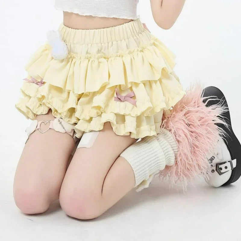 Harajuku Y2k Lolita Style Mini Skirt Women Korean High Waist Ruffles Cake Skirts Japanese Kawaii Pleated JK Fashion Short Skirts