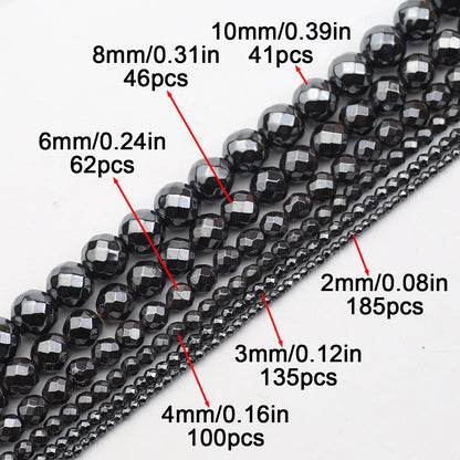 BTFBES 2-10mm Silver Color Round Beads Natural Stone Hematite Gem Non-magnetic Loose Ball For Jewelry Bracelet Necklace DIY 15''