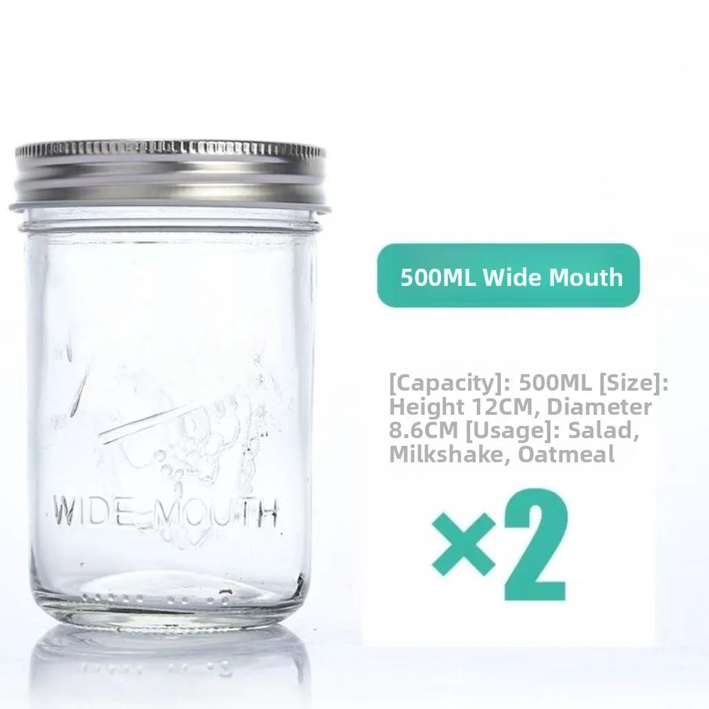Large Mouth Glass Mason Jar Sed Container Transparent Sc American Sle Overnight Oats Cup Bowl Yogurt Drink Cup