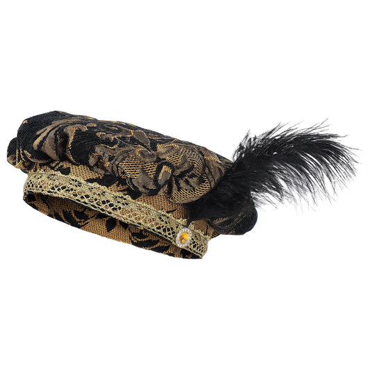 Medieval men's and women's hats with feathers, muffin top hats, Renaissance-era flat hats and clothing headdresses