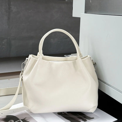 YANATARI Cowhide Genuine Leather Handbags Women Vintage Shoulder Bag Bucket Bag Soft Leather Luxury High Quality Crossbody Bag
