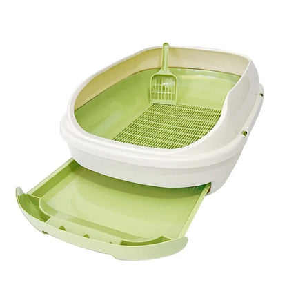 New Semi-closed Grid Drawer Double Cat Litter Pan Easy To Cleaning Extra Large Splash Proof for Pine Litter Pet Products