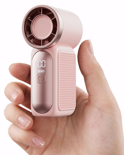 Portable Handheld Mini Fan, 6 Speeds 16900 RPM High Velocity Personal Fan with LED Display, USB Rechargeable,